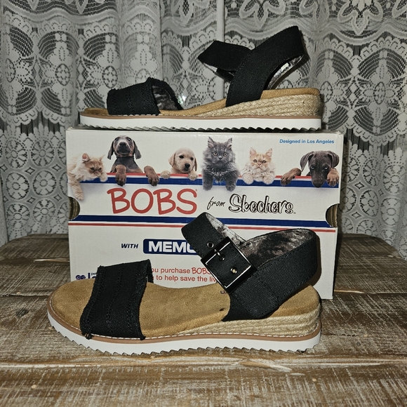 NIB | Bobs for Skechers Black Vegan "Adobe Princess" Sandals | 6.5 - Picture 1 of 11